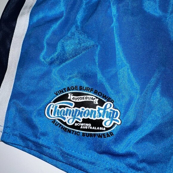 AussieBum Men’s Blue Athletic Shorts Size L NWOT Retro Gym Swim Track Style - Picture 7 of 7